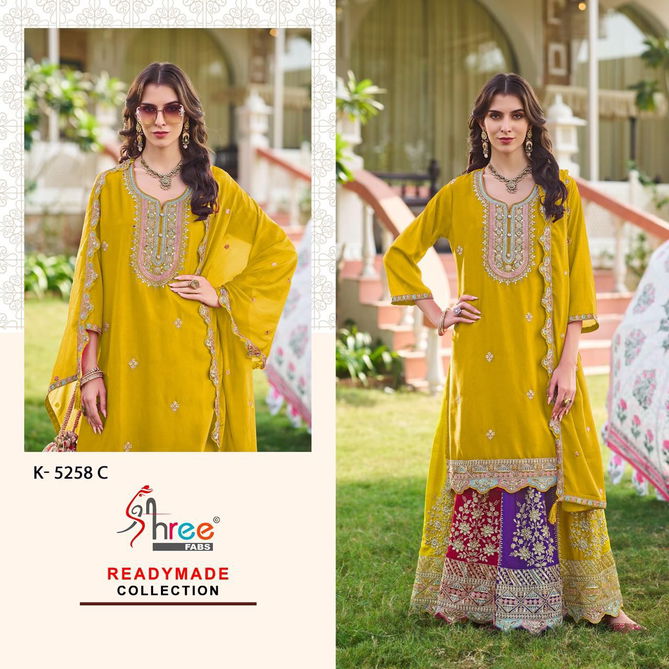 K 5258 By Shree Fabs Chinon Readymade Suits Wholesale Shop In Surat